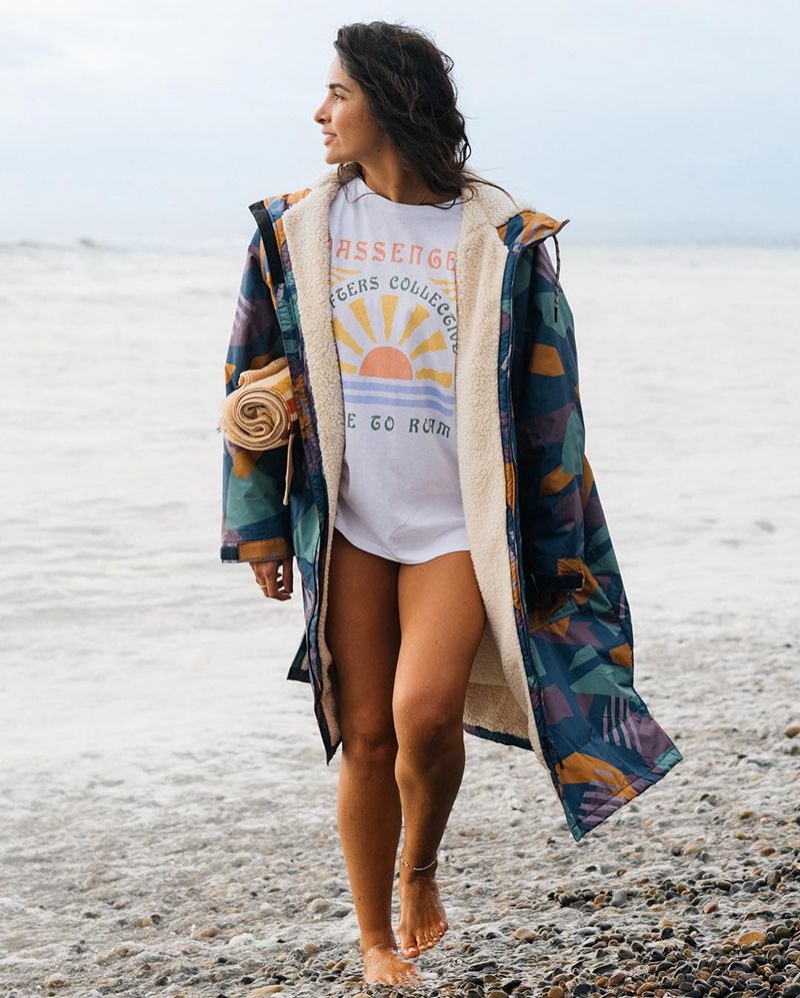 Szlafrok Passenger Waves Recycled Sherpa Podszewką Changing Męskie Jasny Niebieskie Camo | Polska-AIWKJL593