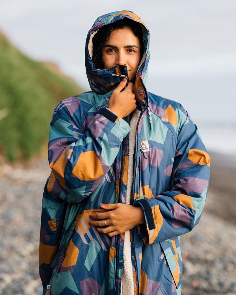 Szlafrok Passenger Waves Recycled Sherpa Podszewką Changing Damskie Jasny Niebieskie Camo | Polska-WSCHAQ835