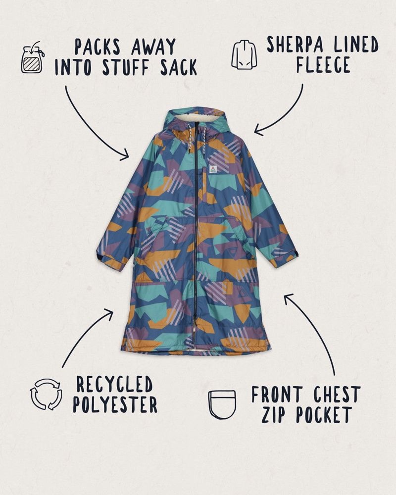 Szlafrok Passenger Waves Recycled Sherpa Podszewką Changing Damskie Jasny Niebieskie Camo | Polska-WSCHAQ835