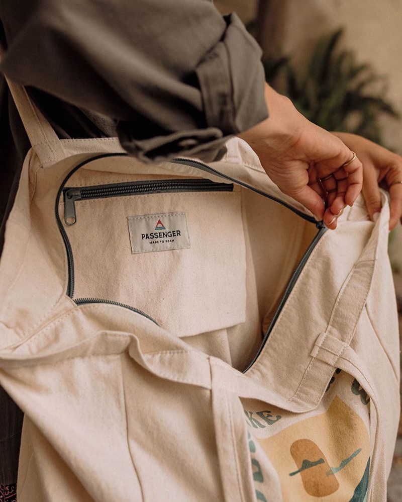 Torby Tote Passenger Sunrise Organic Bawełniane Męskie Białe | Polska-ZKTHPN025