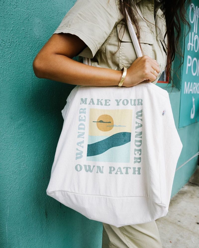 Torby Tote Passenger Sunrise Organic Bawełniane Męskie Białe | Polska-ZKTHPN025