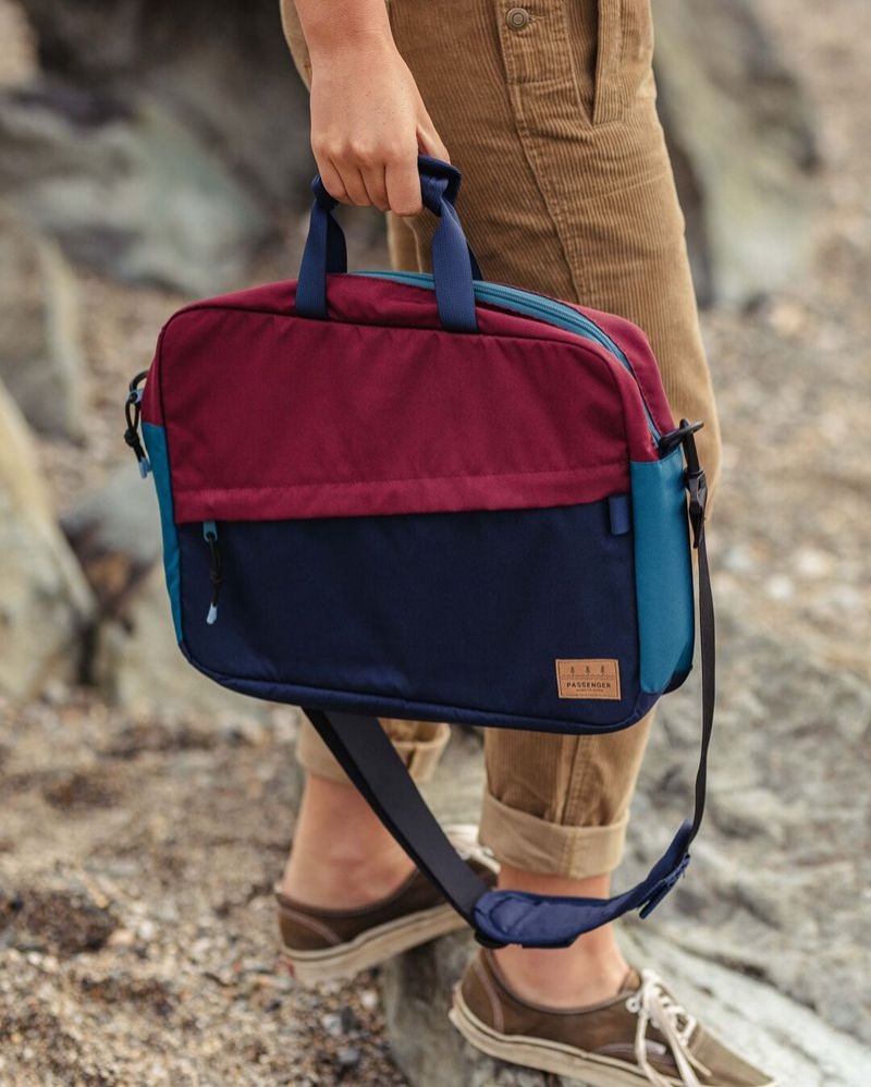 Torebka Listonoszka Passenger Recycled Męskie Navy/Burgundy | Polska-CUTJGF547
