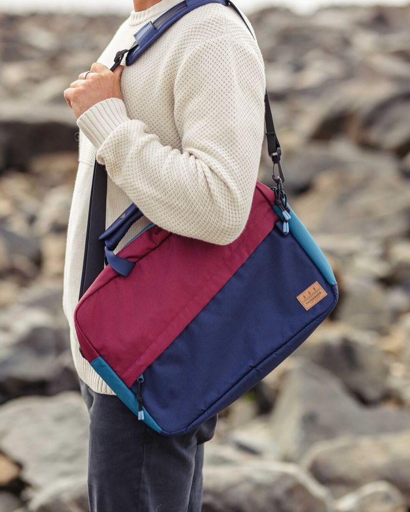 Torebka Listonoszka Passenger Recycled Męskie Navy/Burgundy | Polska-CUTJGF547