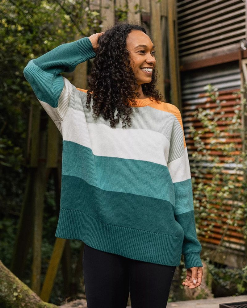 Zworki Passenger Moments Oversized Organic Bawełniane Knit Damskie Paski | Polska-TOSDKC392