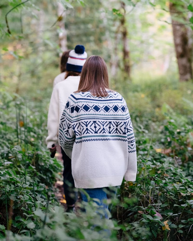 Zworki Passenger Whimsical Oversized Recycled Knit Polo Neck Damskie Paski Białe | Polska-JXNFSK632